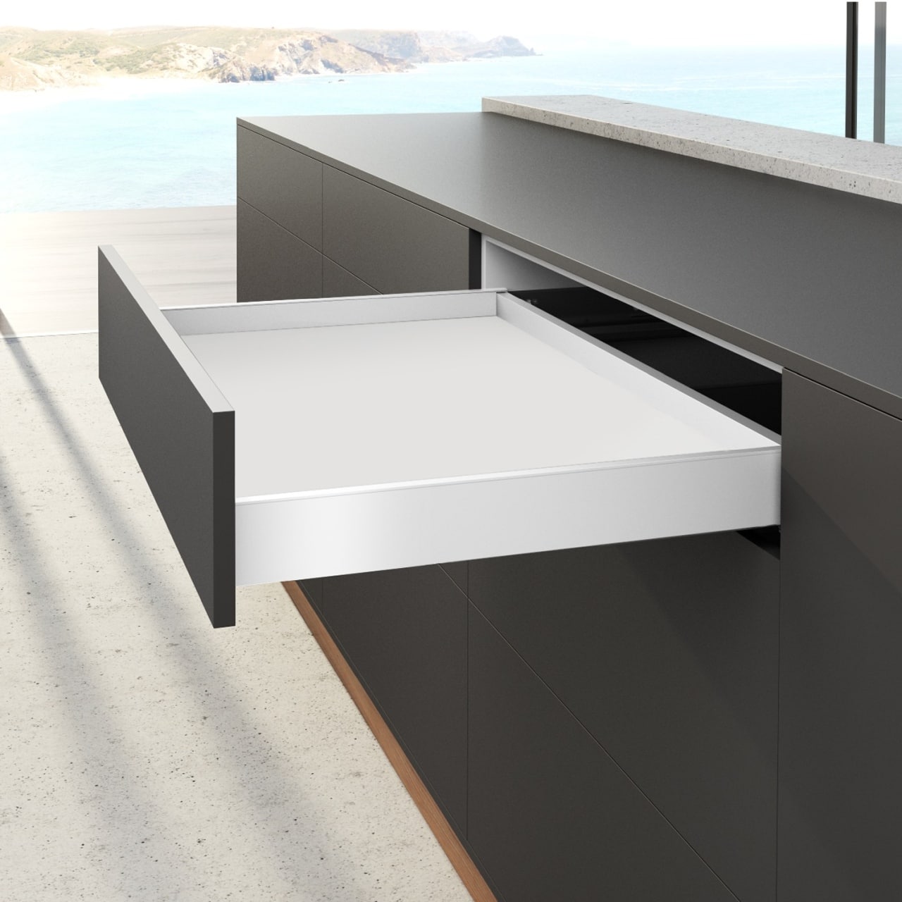 HETTICH AvanTech YOU Set Zarge Höhe 77 mm, NL 400 mm, weiß, links und rechts, 9255280