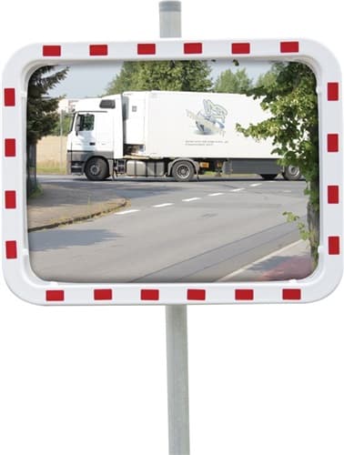 DANCOP Verkehrsspiegel H600xB800mm Kunststoff,rot/weiß 22m DANCOP