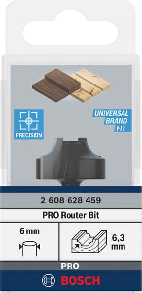 BOSCH Profilfräser, 6 mm, R1 6,3 mm, D 25,4 mm, L 14 mm, G 46 mm