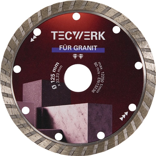 TECWERK Diamanttrennscheibe GRANIT D.115mm Bohr.22,23mm Seg.-H.7mm Seg.-S.2,2mm