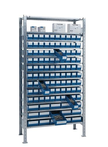 Steckregal H2000xB1000xT400mm Grundregal 14 Stahl-Bd.90x3,15x4 blau TECWERK