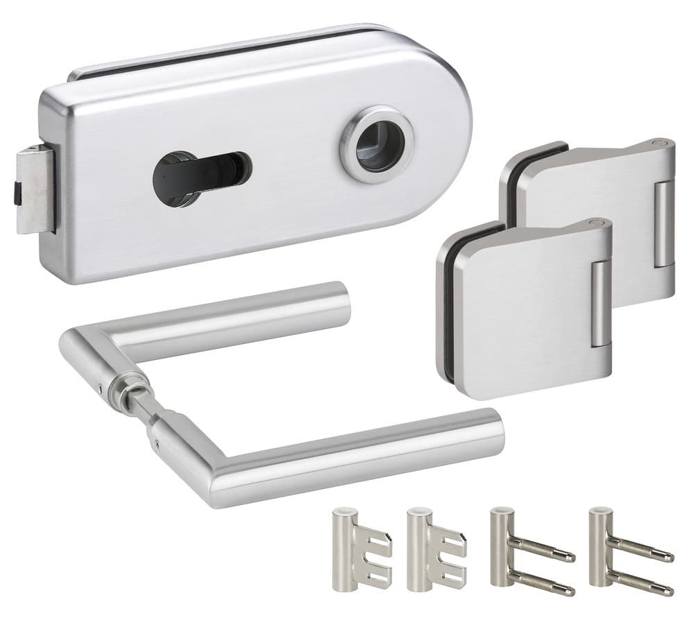 HERMAT Ganzglastürschloss-Set VENEZIA 6013/6315/1802/HZSZ, Edelstahl