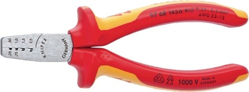 Aderendhülsenzange Gesamtlänge 145 mm 0,25 - 2,5 (AWG 23 - 13) mm² poliert Mehrkomponenten-Hüllen KNIPEX