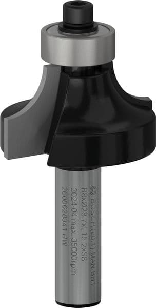 BOSCH Abrundfräser Standard for Wood, 8 mm, R1 8 mm, L 15,2 mm, G 53 mm