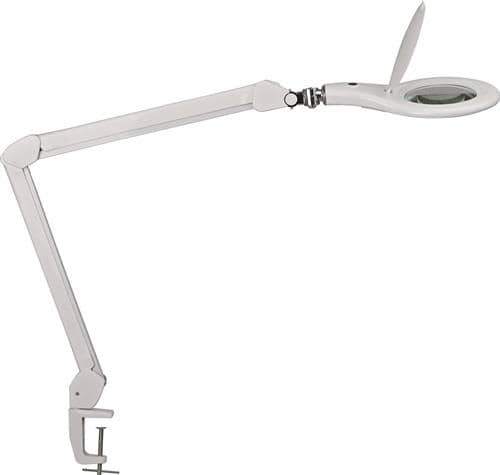 Nordwest LED-Lupenleuchte Glaslinse 127mm (5 Zoll) Tischklemme weiß