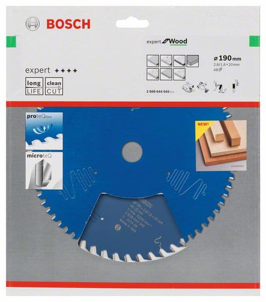 BOSCH Kreissägeblatt Expert for Wood, 190 x 20 x 2,6 mm, 48