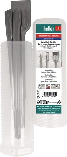 HELLER Bohrhammermeißelsatz 1218 Enduro SDS-plus 3 Spitz-,Flach-,Spatmeißel