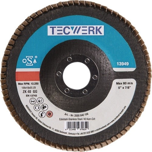 TECWERK Fächerscheibe Kehlnaht D.125mm K.80 kon.INOX ZK TECWERK