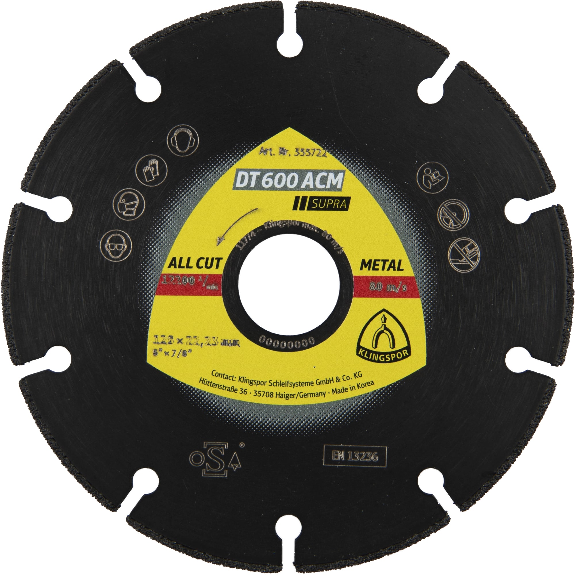 KLINGSPOR Diamanttrennscheibe DT 600 ACM Supra, 230 x 22,23