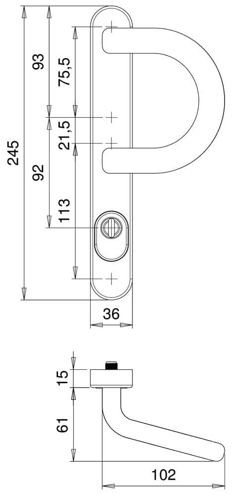 EDI Kronos  1145 Langschild Aluminium Haustür stahlfarbig