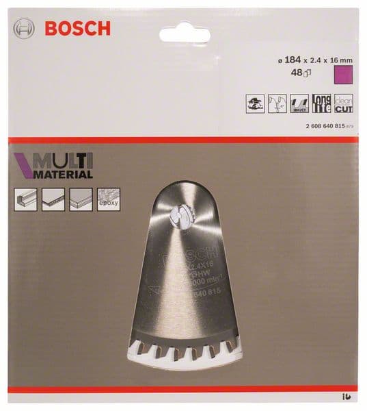 BOSCH Kreissägeblatt Multi Material, 184 x 16 x 2,4 mm, 48