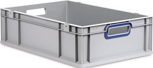 ALLIT Transportstapelbehälter L600xB400xH170mm grau PP offener Griff blau