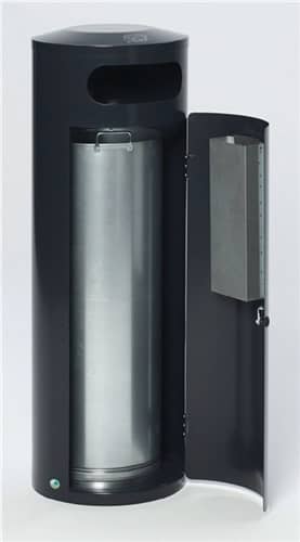 VAR Abfallbehälter H1245xØ420mm 90l antik-silber m.integriertem Ascher