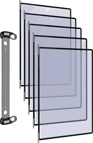 TARIFOLD Wandhalter 5 Sichttafeln PP schwarz m.Neodym-Magnetf.DIN A4 TARIFOLD