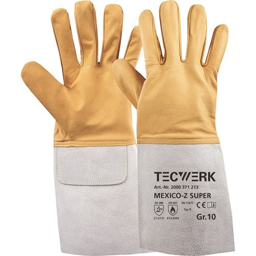 TECWERK Schweißerhandschuhe Mexico Z Super Gr.11 gelb/grau EN 388/407/12477 10PA TW