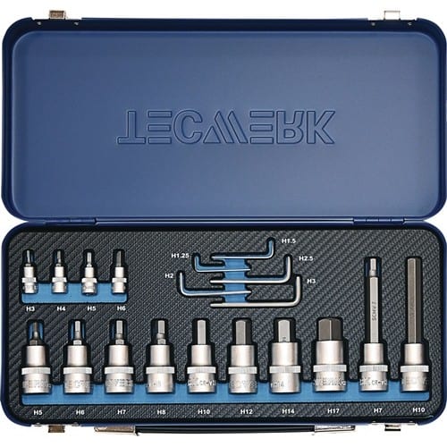 TECWERK Steckschlüsselsatz 19-tlg.1/4+1/2 Zoll 1,25-17mm f.Innen-6-kant TECWERK