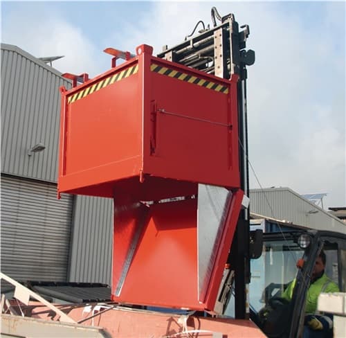 BAUER Klappbodenbehälter 0,75 m³ L800xB1200xH1160mm lack.feuerrot o.Zentrierwände
