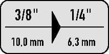 GEDORE Reduzierstück 3020 Antriebs-4-KT.3/8 Zoll Abtriebs-4-KT.1/4 Zoll L.28mm GEDORE