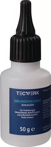 TECWERK Sekundenkleber schlagzäh 50g schwarz Flasche TECWERK
