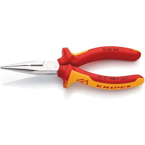 KNIPEX Flachrundzange DIN ISO 5745 L.160mm flach/rund ger.Mehrkomp.-Hülle VDE KNIPEX