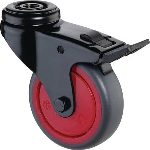 BS ROLLEN Lenkrolle m.Festst.D.75mm Trgf.75kg m.Festst.Gum.grau BS ROLLEN