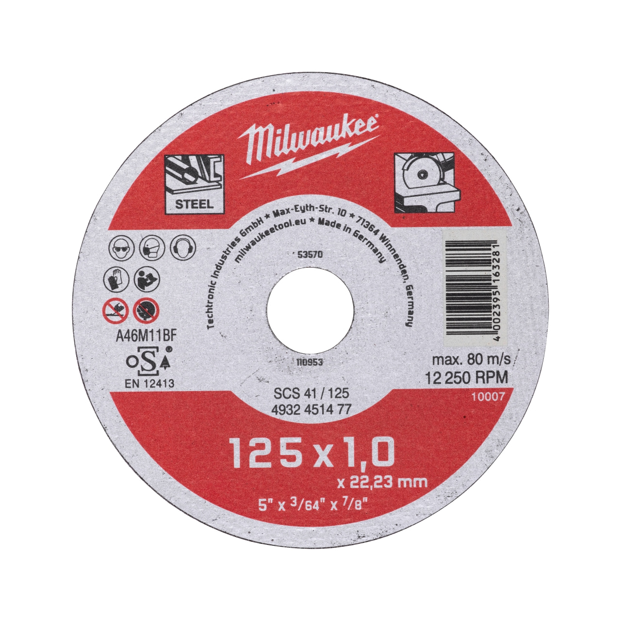 MILWAUKEE SCS41 1 mm Contractor Metalltrennscheibe Contractor 125 mm