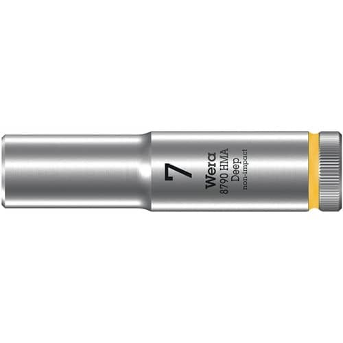 WERA Steckschlüsseleinsatz 8790 HMA Deep Außen-6-kant SW7mm 4-kant 1/4Zoll CrV L.50mm