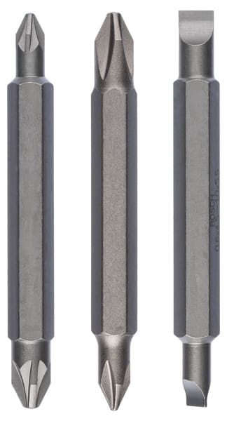 BOSCH Doppelklingenbit-Set, 3-teilig, PH1, PZ1, S 0,6x4,5, PH2, PZ2, S1,0x5,5, 60 mm