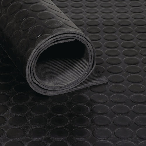 TECWERK Gummiflachnoppenmatte B.1,2m L.10m D.3mm schwarz NR/SBR o.Gewebeeinlage TECWERK