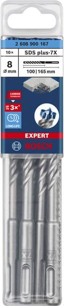 BOSCH EXPERT SDS plus-7X Hammerbohrer, 8 x 100 x 165 mm, 10-tlg.. Für Bohrhämmer