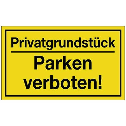 Hinweiszeichen Privatgrundstück/Parken verboten! L250xB150mm gelb schwarz Ku.