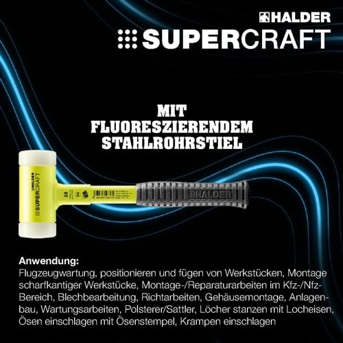HALDER Schonhammer SUPERCRAFT L.295mm Kopf-D.30mm STA hart splitterfrei Nyl.weiß HALDER