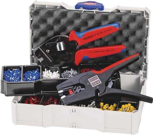KNIPEX Aderendhülsensortiment 1252tlg.0,50-10,00mm² Crimpzange 195 mm,Abisolierzange