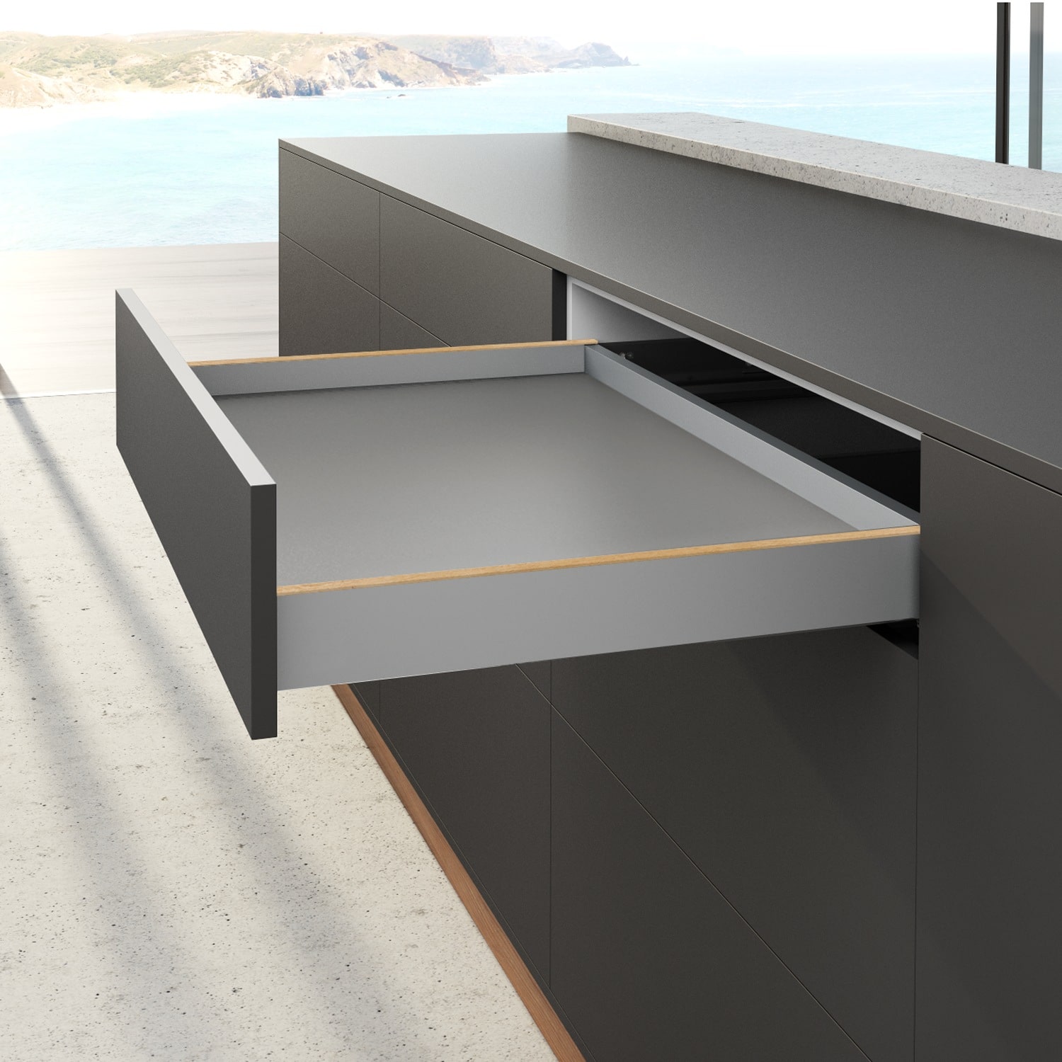 HETTICH AvanTech YOU Set Zarge Höhe 77 mm, NL 400 mm, silber, links und rechts, 9255240