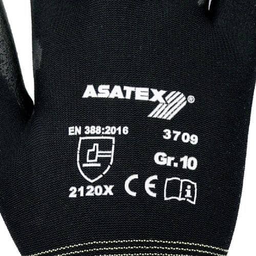 ASATEX Handschuhe Gr.7 schwarz PA m.Soft-Polyurethan ASATEX