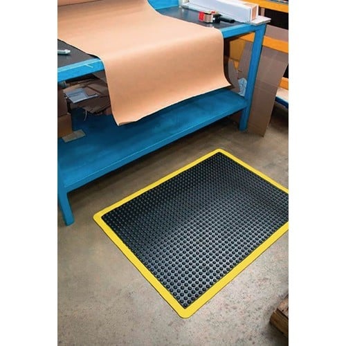 COBA Arbeitsplatzbodenbelag Fertigmatte L1200xB900xS14mm schwarz/gelb SBR-Gummi COBA