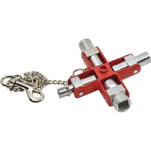 SCHUEBO Doppel-Schaltschrankschlüssel SuBMaster 9 in 1 14 Funktionen m.Karab.h.an Kette