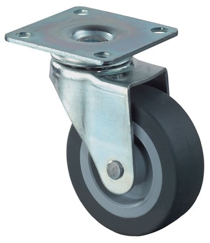 BS ROLLEN Lenkrolle D.25mm Trgf.15kg m.Platte thermoplastischer Gum.grau BS ROLLEN
