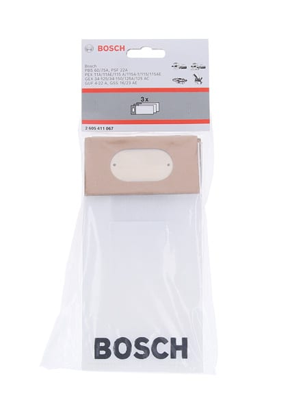 BOSCH Staubbeutel für Band-, Exzenter-, Schwingschleifer, Universalfräse, 3er-Pack