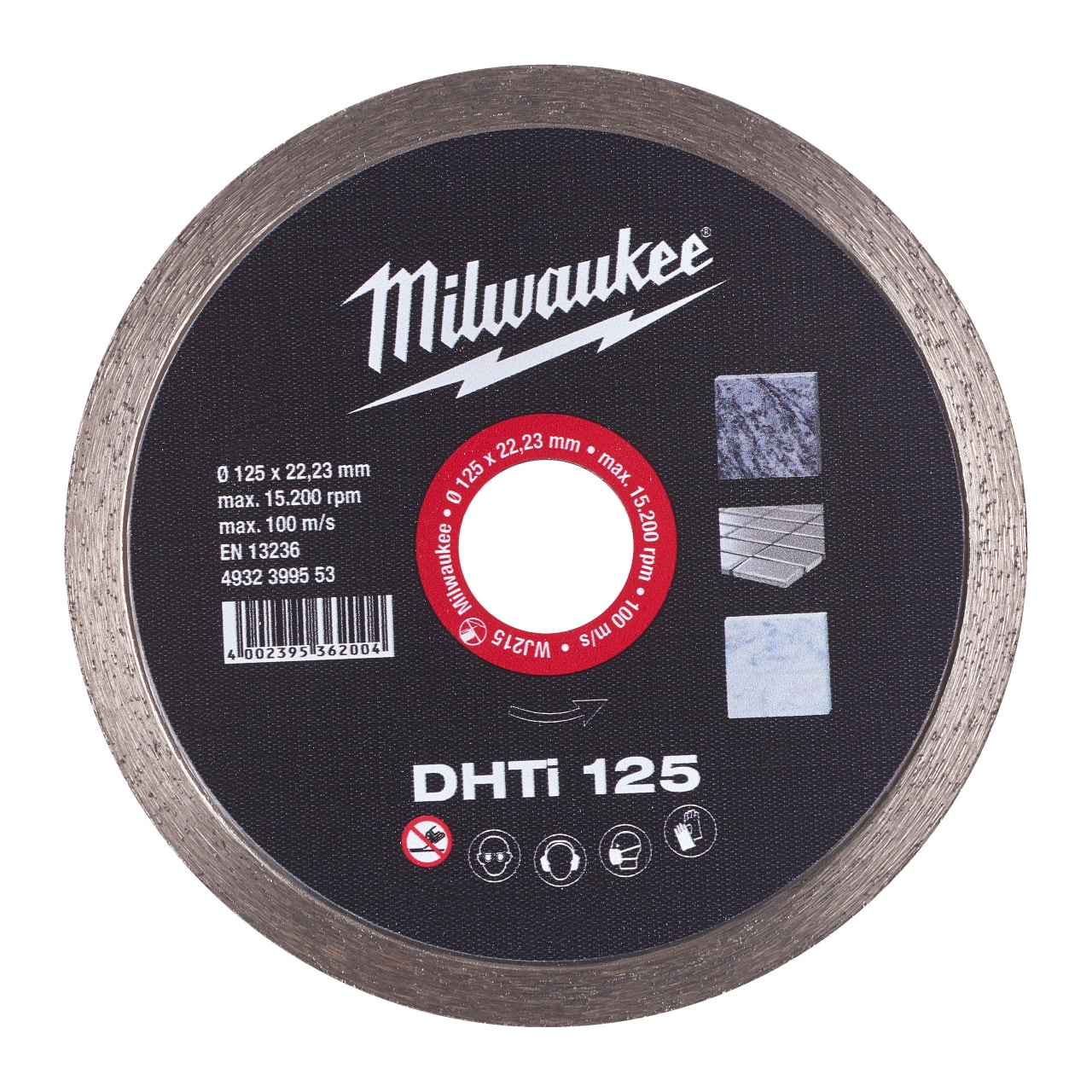 MILWAUKEE Keramik u. Naturstein, geschlossen Diamanttrennscheibe DHTi 125 mm