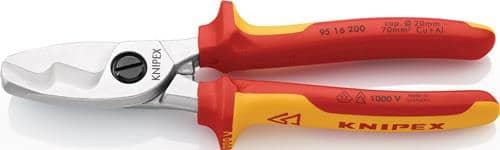 KNIPEX Kabelschere L.200mm Kopf verchr.VDE Mehrkomp.-Hüllen KNIPEX