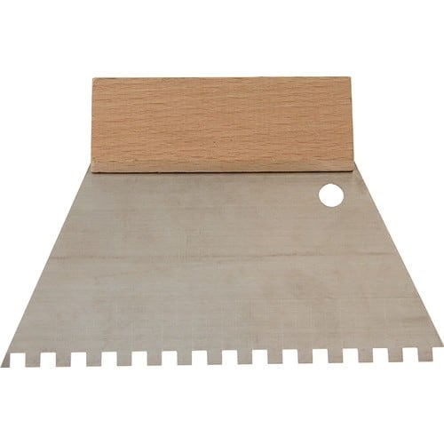 HAROMAC Kleberspachtel L.128mm B.180mm Zahn 6x6mm rostfr.VA Buchenholzgriff HAROMAC