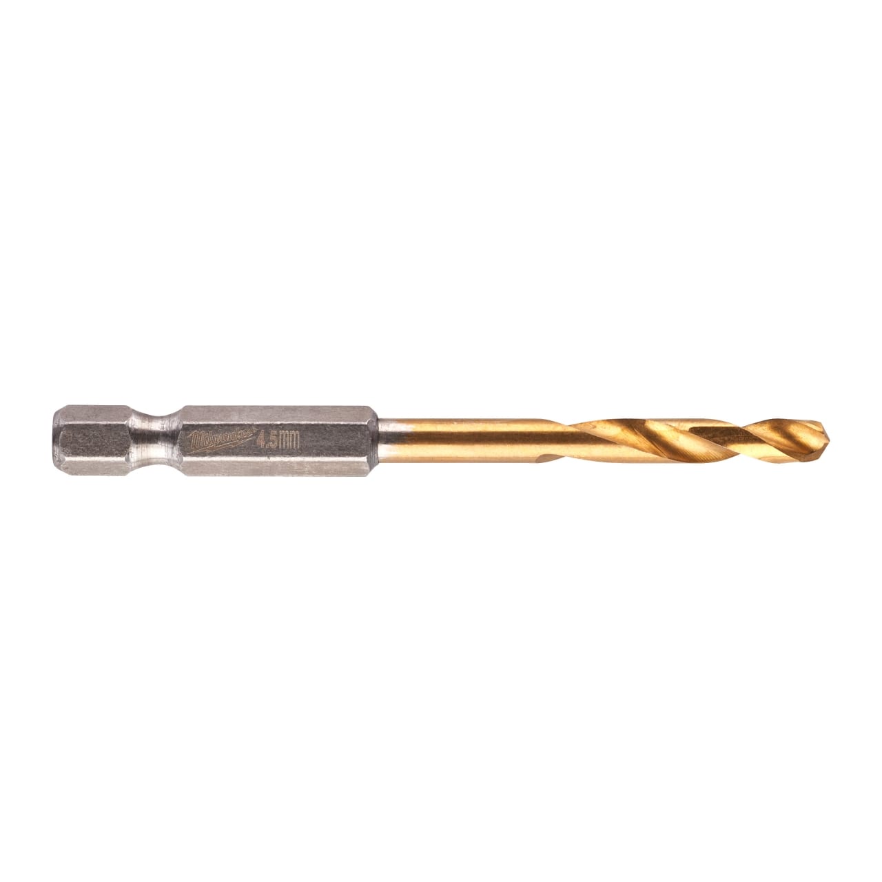 MILWAUKEE 4,5 x 76 mm SHOCKWAVE Metallbohrer HSS-G RED HEX Titan 1/4"