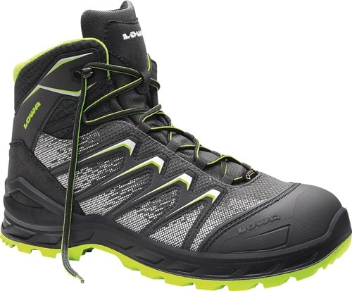 LOWA Sicherheitsstiefel Larrox Work GTX grey Mid Gr.48 grau/grün S3 CI/HI/HRO/SR