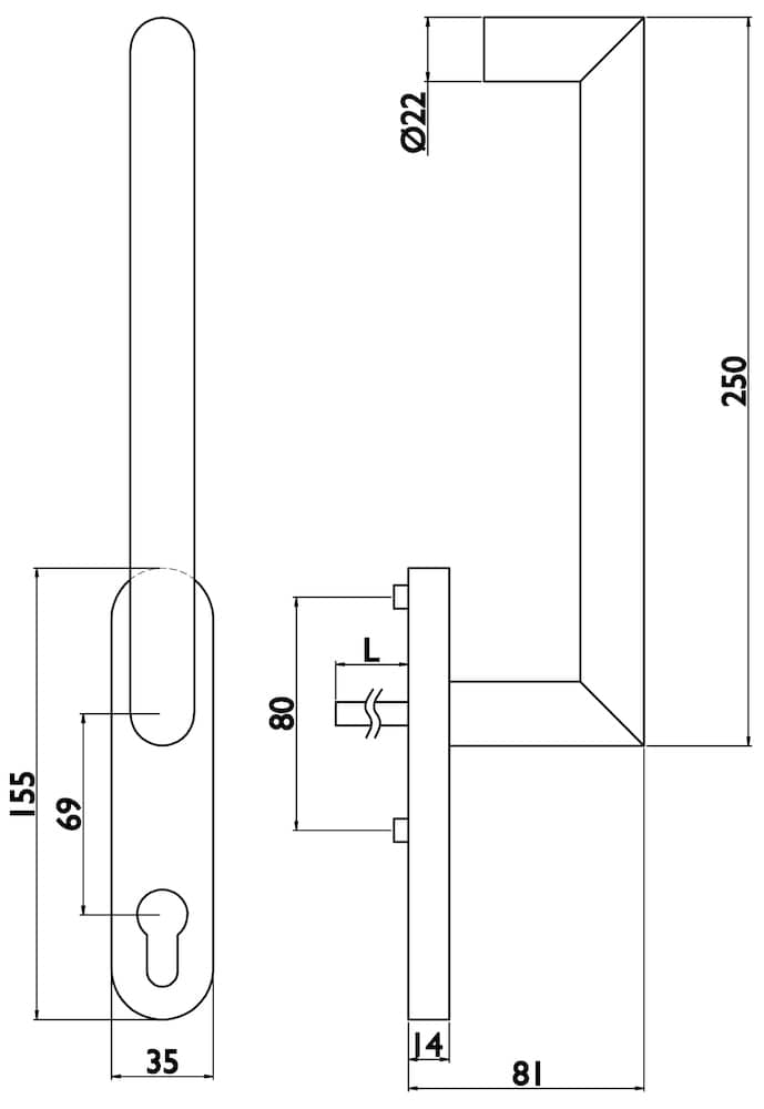 HERMAT Handhebel BASIC 08 1808.N.HSG.GT, Edelstahl