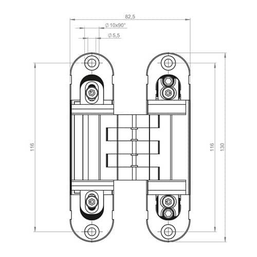 BSW verdecktl.Objektband Hide 3D130-80 Alu.F1 Bandhöhe 130mm Bel.-W.80kg BSW