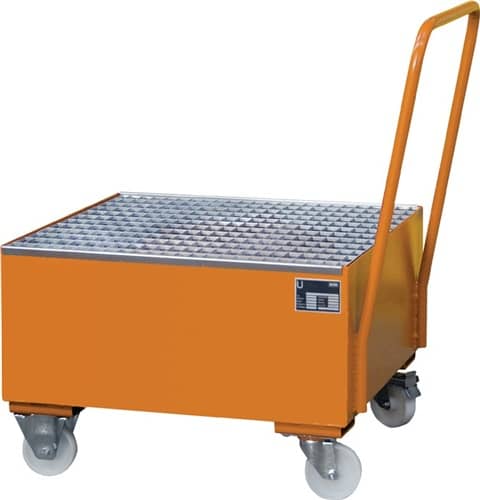 BAUER Auffangwanne Auffangvol.203l L800xB800xH615mm Stahlbl.m.Gitterrost gelborange