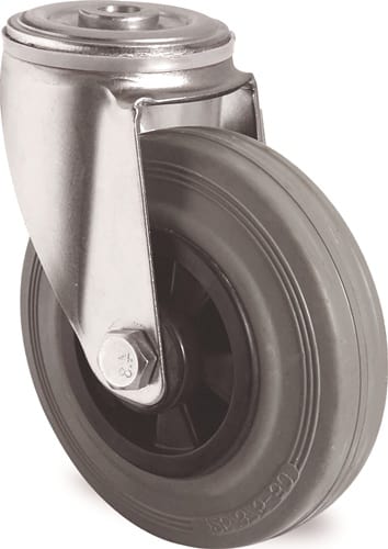 TECWERK Lenkrolle D.80mm Trgf.70kg Rückenloch PP Rollenlager VG grau TECWERK