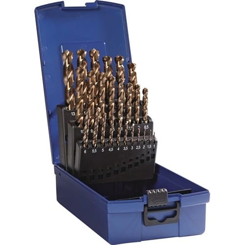 TECWERK Spiralbohrersatz DIN338 Typ VA D.1-13x0,5mm HSS-Co5 dampf.25tlg.Ku.-Kass.TECWERK