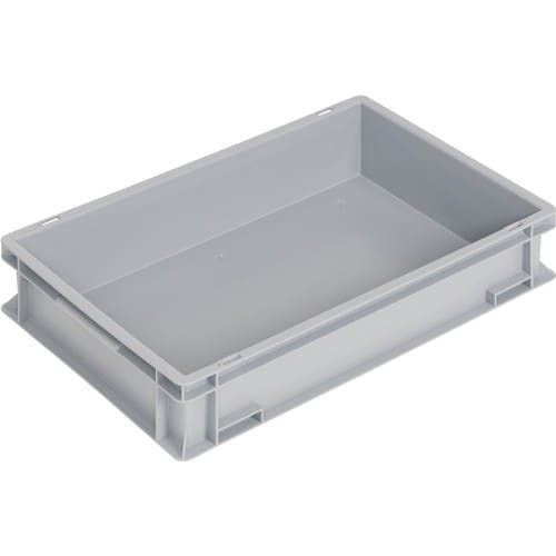 TECWERK Transportbehälter L600xB400xH120mm grau PP Muschelgr.Seitenwände geschl.TECWERK